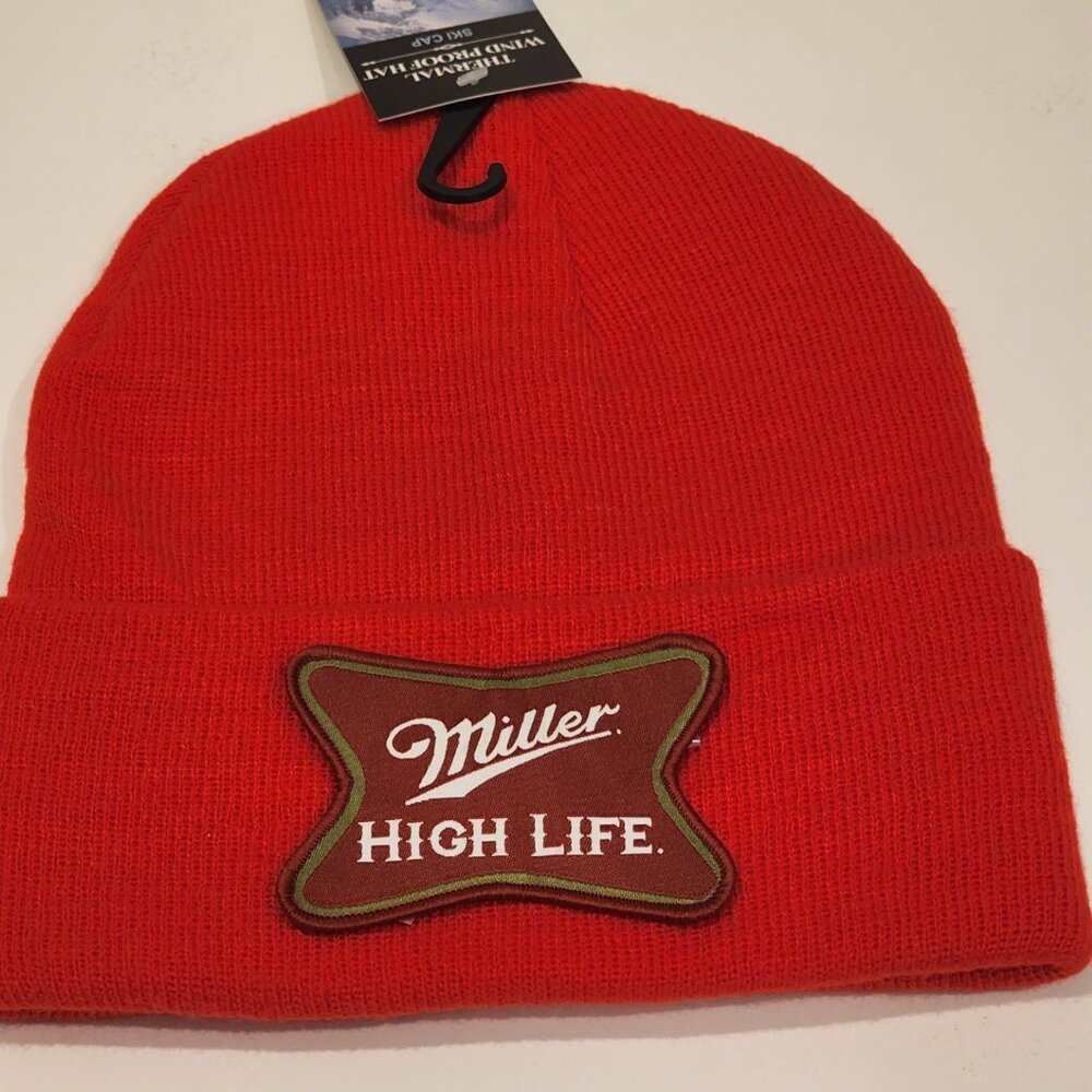 Miller High Life Knit Cuffed Beanie in Red